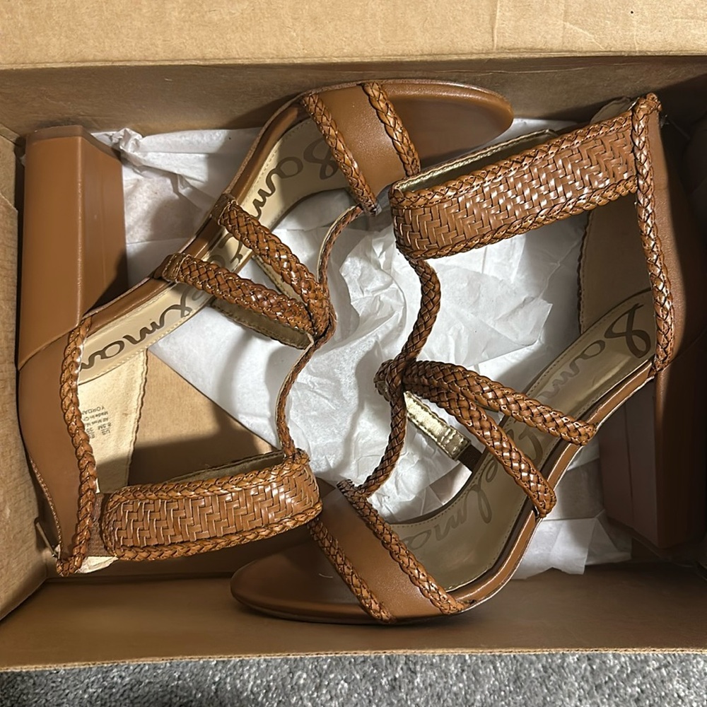 Sam Edelman Gladiator Block Heel Sandals Brown/Tan size 8.5